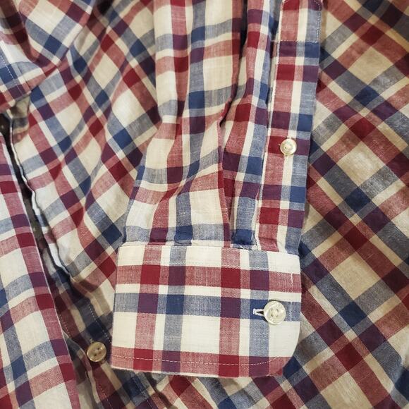Vineyard Vines Flannel Plaid Whale Button Down Shirt Mens Size L Patriotic USA - Picture 6 of 11